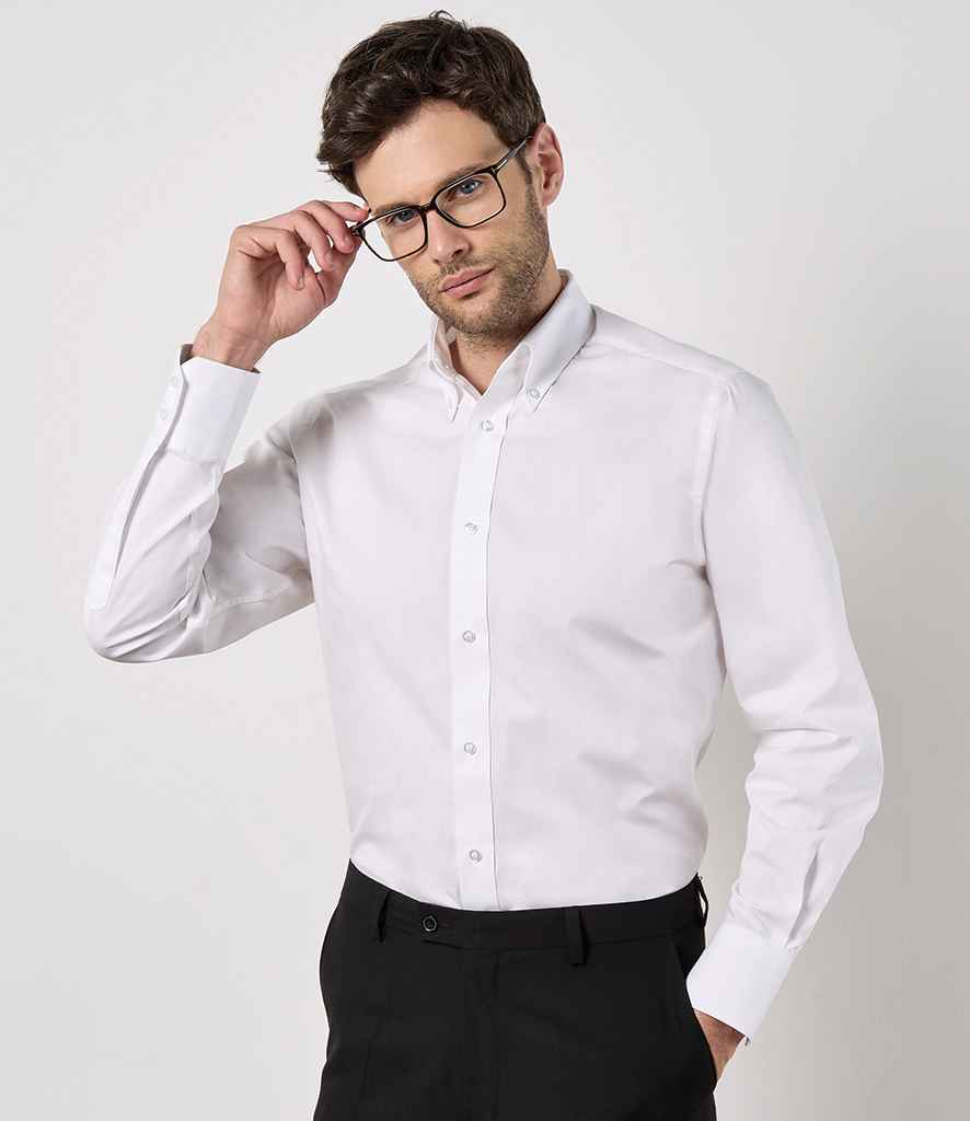 Kustom Kit Long Sleeve Tailored City Business Shirt K386 - K386 White Model