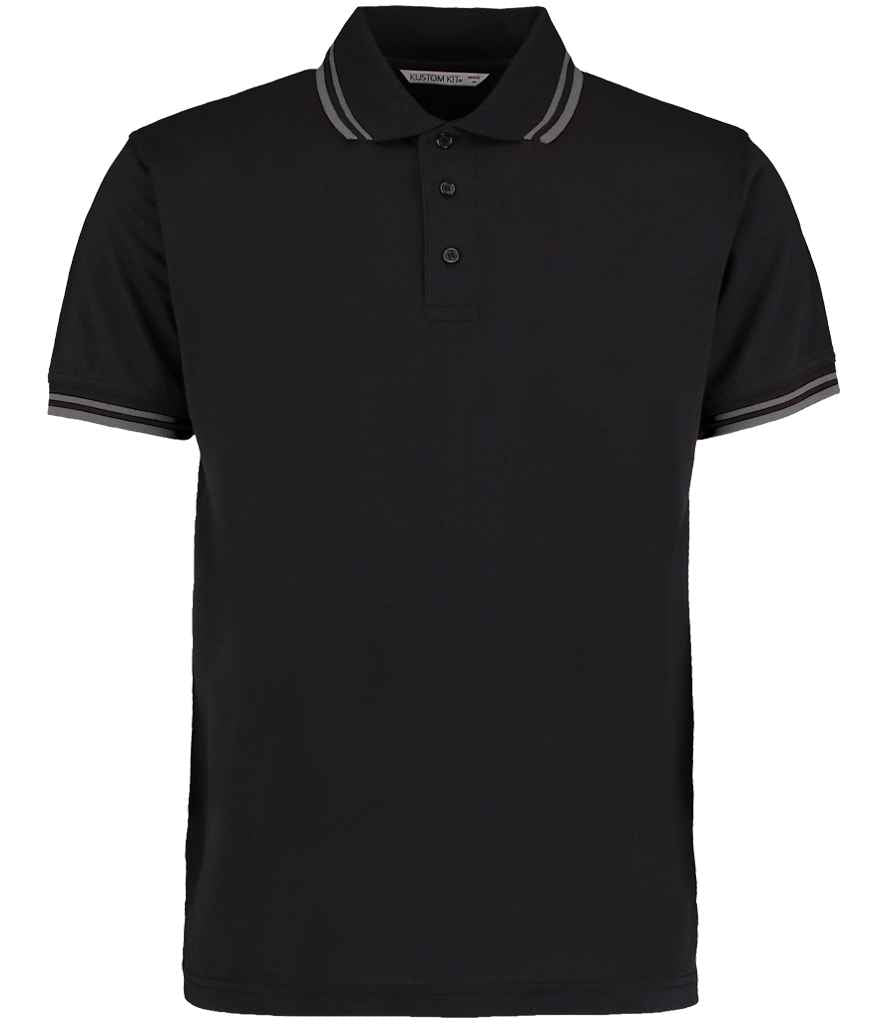 Kustom Kit Contrast Tipped Poly/Cotton Piqué Polo Shirt K409 - Black/Charcoal