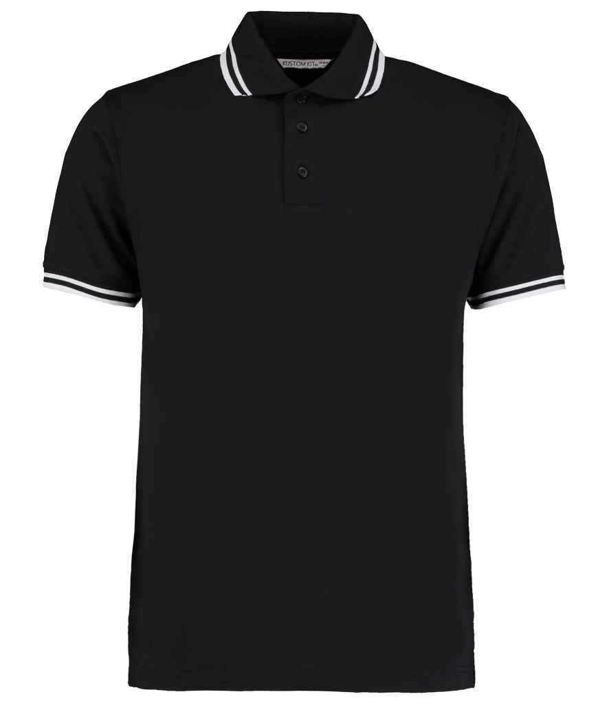 Kustom Kit Contrast Tipped Poly/Cotton Piqué Polo Shirt K409 - Black/White