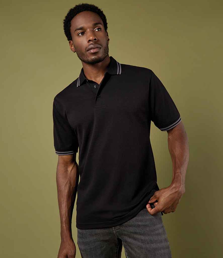 Kustom Kit Contrast Tipped Poly/Cotton Piqué Polo Shirt K409 - K409 Black/Charcoal Model