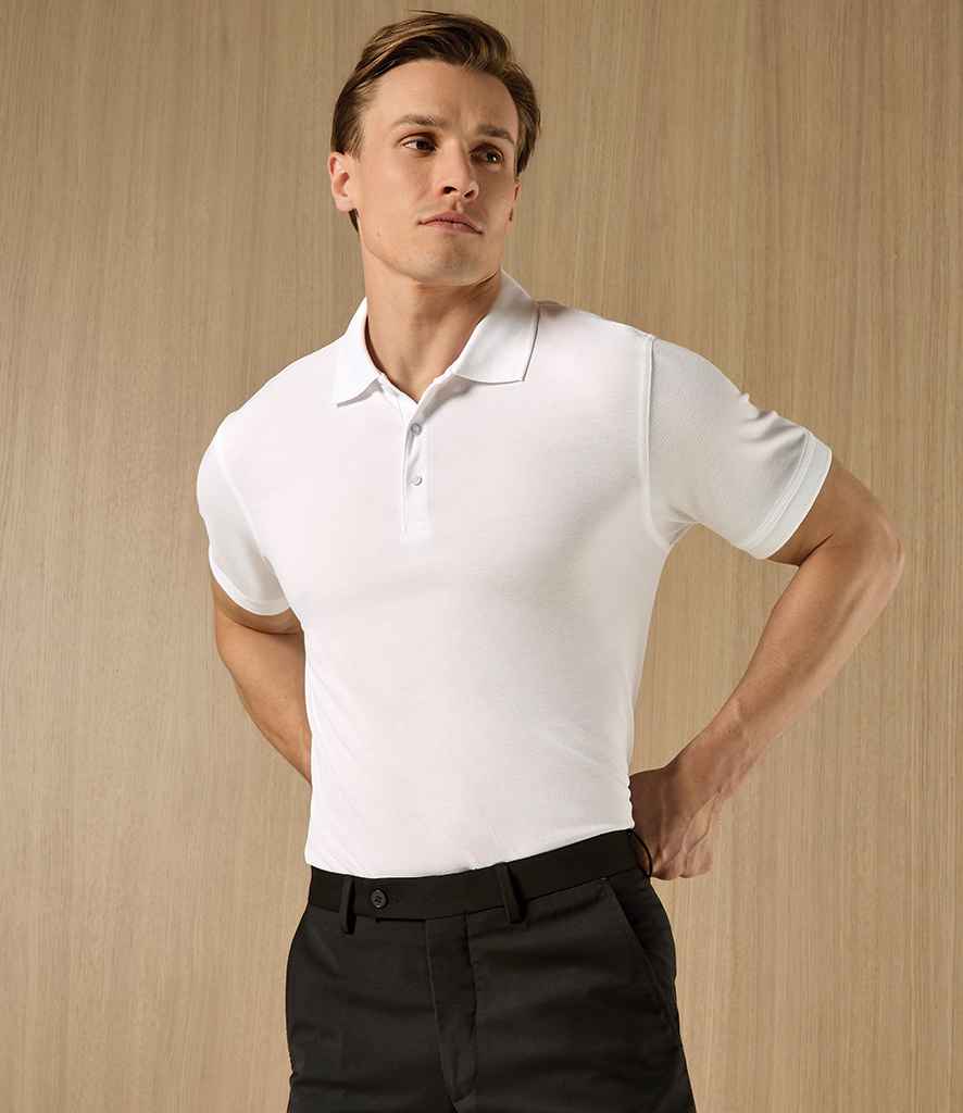 Kustom Kit Klassic Slim Fit Poly/Cotton Piqué Polo Shirt K413 - K413 White Model