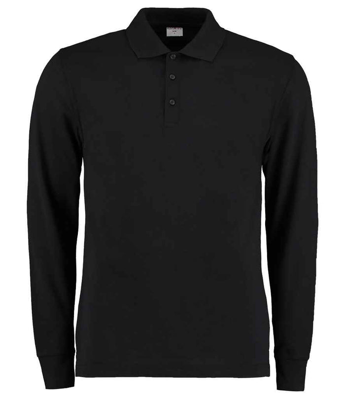 Kustom Kit Long Sleeve Poly/Cotton Piqué Polo Shirt K430 - Black