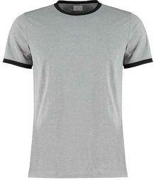 Kustom Kit Fashion Fit Ringer T-Shirt K508 - Light Grey Marl/Black