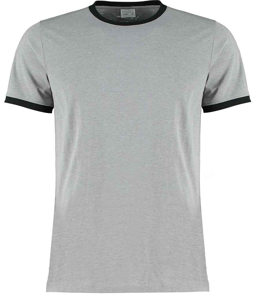 Kustom Kit Fashion Fit Ringer T-Shirt K508 - Light Grey Marl/Black