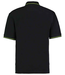 Kustom Kit St Mellion Tipped Cotton Piqué Polo Shirt K606 - K606 Black/Lime Green Back