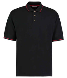 Kustom Kit St Mellion Tipped Cotton Piqué Polo Shirt K606 - Black/Red