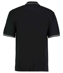 Kustom Kit St Mellion Tipped Cotton Piqué Polo Shirt K606 - K606 Black/White Back