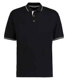 Kustom Kit St Mellion Tipped Cotton Piqué Polo Shirt K606 - Black/White