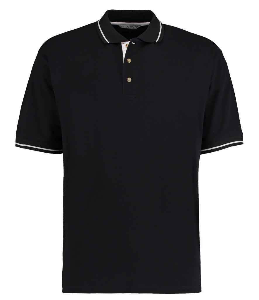 Kustom Kit St Mellion Tipped Cotton Piqué Polo Shirt K606 - Black/White