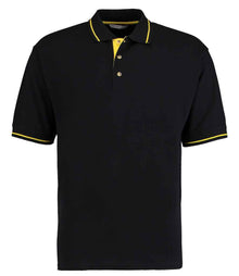 Kustom Kit St Mellion Tipped Cotton Piqué Polo Shirt K606 - Black/Yellow