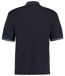 Kustom Kit St Mellion Tipped Cotton Piqué Polo Shirt K606 - K606 Navy/Light Blue Back
