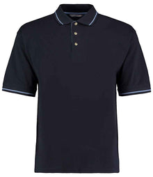 Kustom Kit St Mellion Tipped Cotton Piqué Polo Shirt K606 - Navy/Light Blue
