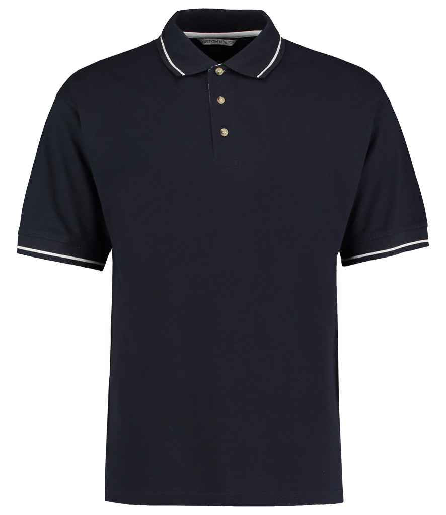 Kustom Kit St Mellion Tipped Cotton Piqué Polo Shirt K606 - Navy/White