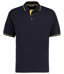 Kustom Kit St Mellion Tipped Cotton Piqué Polo Shirt K606 - Navy/Yellow