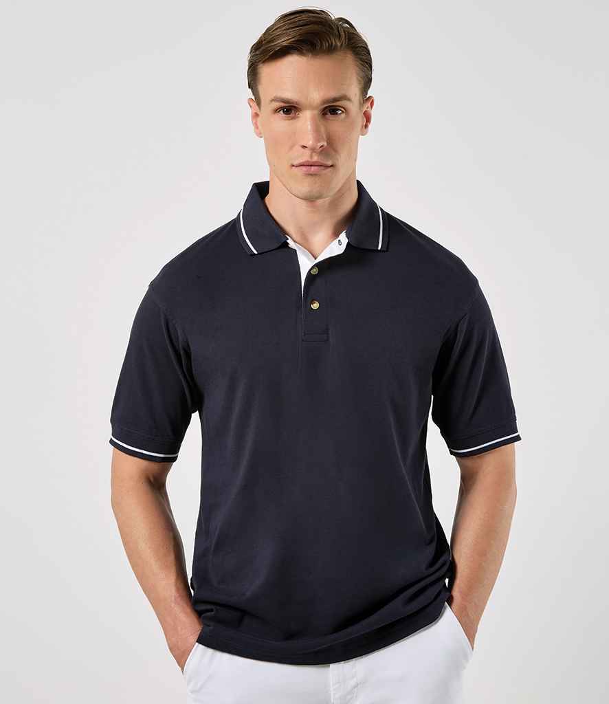 Kustom Kit St Mellion Tipped Cotton Piqué Polo Shirt K606 - K606 Navy/White Model