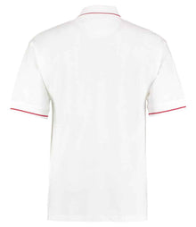 Kustom Kit St Mellion Tipped Cotton Piqué Polo Shirt K606 - K606 White/Red Back