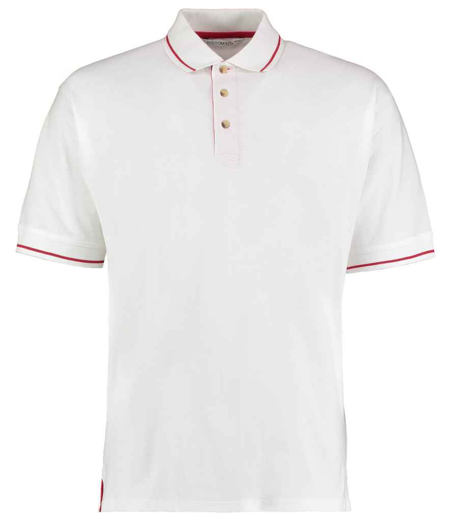 Kustom Kit St Mellion Tipped Cotton Piqué Polo Shirt K606 - White/Red
