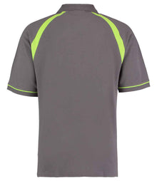 Kustom Kit Oak Hill Cotton Piqué Polo Shirt K615 - K615 Charcoal/Lime Green Back
