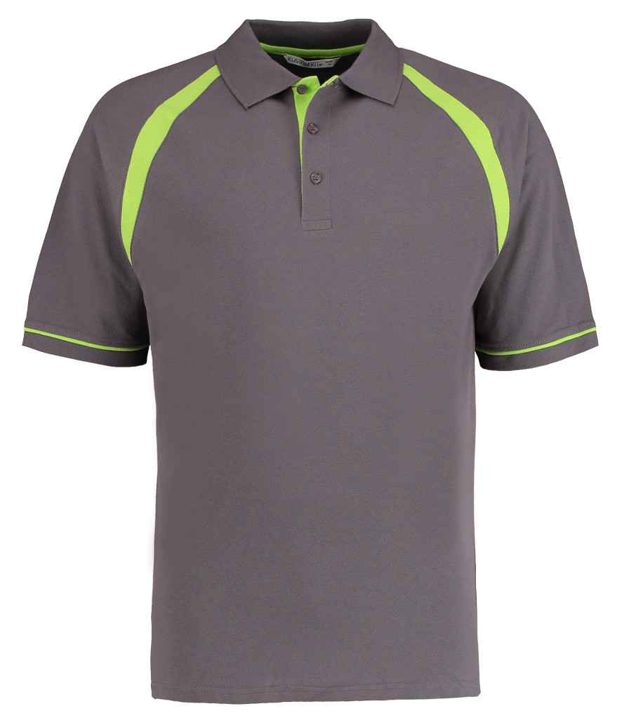 Kustom Kit Oak Hill Cotton Piqué Polo Shirt K615 - Charcoal/Lime Green