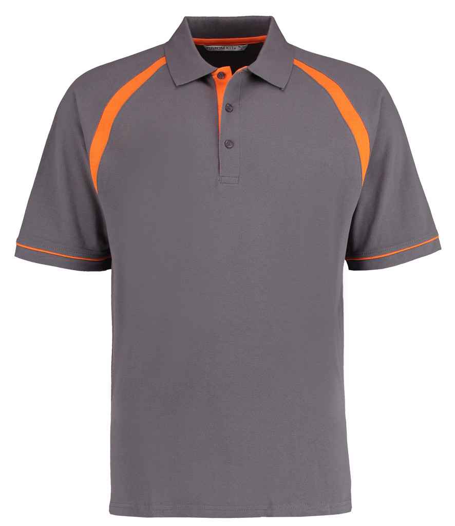 Kustom Kit Oak Hill Cotton Piqué Polo Shirt K615 - Charcoal/Orange
