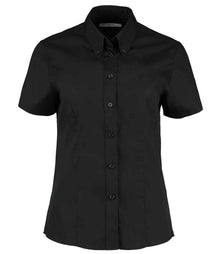 Kustom Kit Ladies Premium Short Sleeve Tailored Oxford Shirt K701 - Black