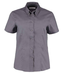 Kustom Kit Ladies Premium Short Sleeve Tailored Oxford Shirt K701 - Charcoal