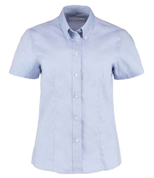 Kustom Kit Ladies Premium Short Sleeve Tailored Oxford Shirt K701 - Light Blue