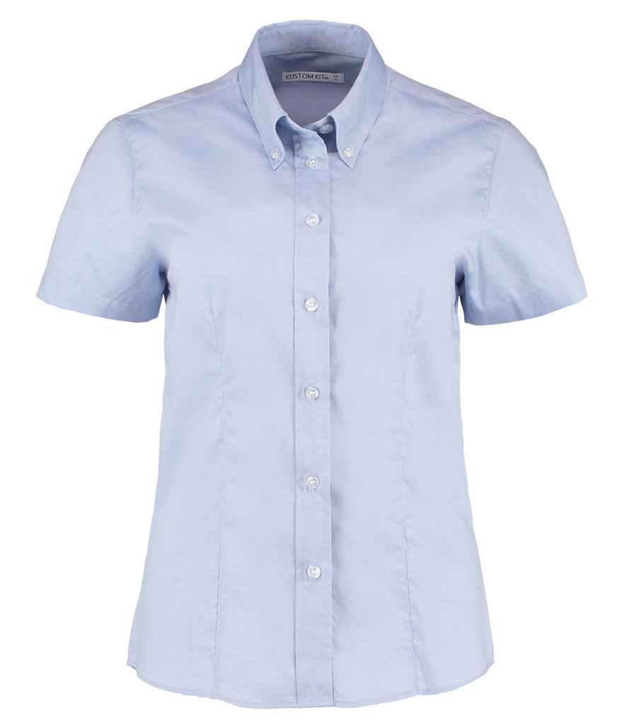 Kustom Kit Ladies Premium Short Sleeve Tailored Oxford Shirt K701 - Light Blue