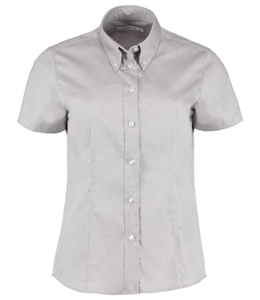 Kustom Kit Ladies Premium Short Sleeve Tailored Oxford Shirt K701 - Silver