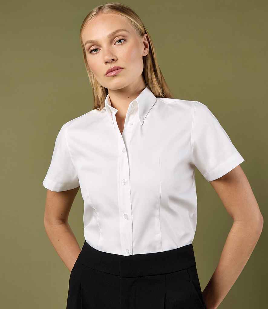 Kustom Kit Ladies Premium Short Sleeve Tailored Oxford Shirt K701 - K701 White Model