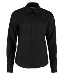 Kustom Kit Ladies Premium Long Sleeve Tailored Oxford Shirt K702 - Black