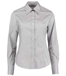 Kustom Kit Ladies Premium Long Sleeve Tailored Oxford Shirt K702 - Silver