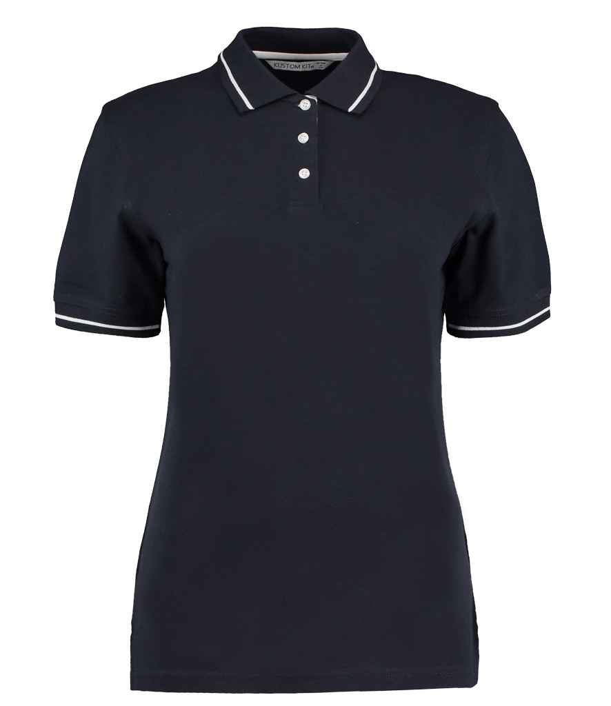 Kustom Kit Ladies St Mellion Tipped Cotton Piqué Polo Shirt K706 - Navy/White