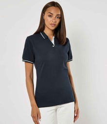 Kustom Kit Ladies St Mellion Tipped Cotton Piqué Polo Shirt K706 - K706 Navy/White Model