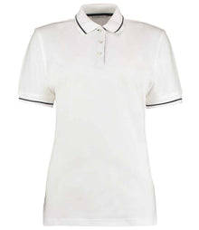 Kustom Kit Ladies St Mellion Tipped Cotton Piqué Polo Shirt K706 - White/Navy
