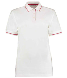 Kustom Kit Ladies St Mellion Tipped Cotton Piqué Polo Shirt K706 - White/Red