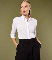 Kustom Kit Ladies 3/4 Sleeve Tailored Continental Shirt K715 - K715 White Model