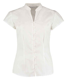 Kustom Kit Ladies Cap Sleeve V Neck Tailored Continental Blouse K727 - White