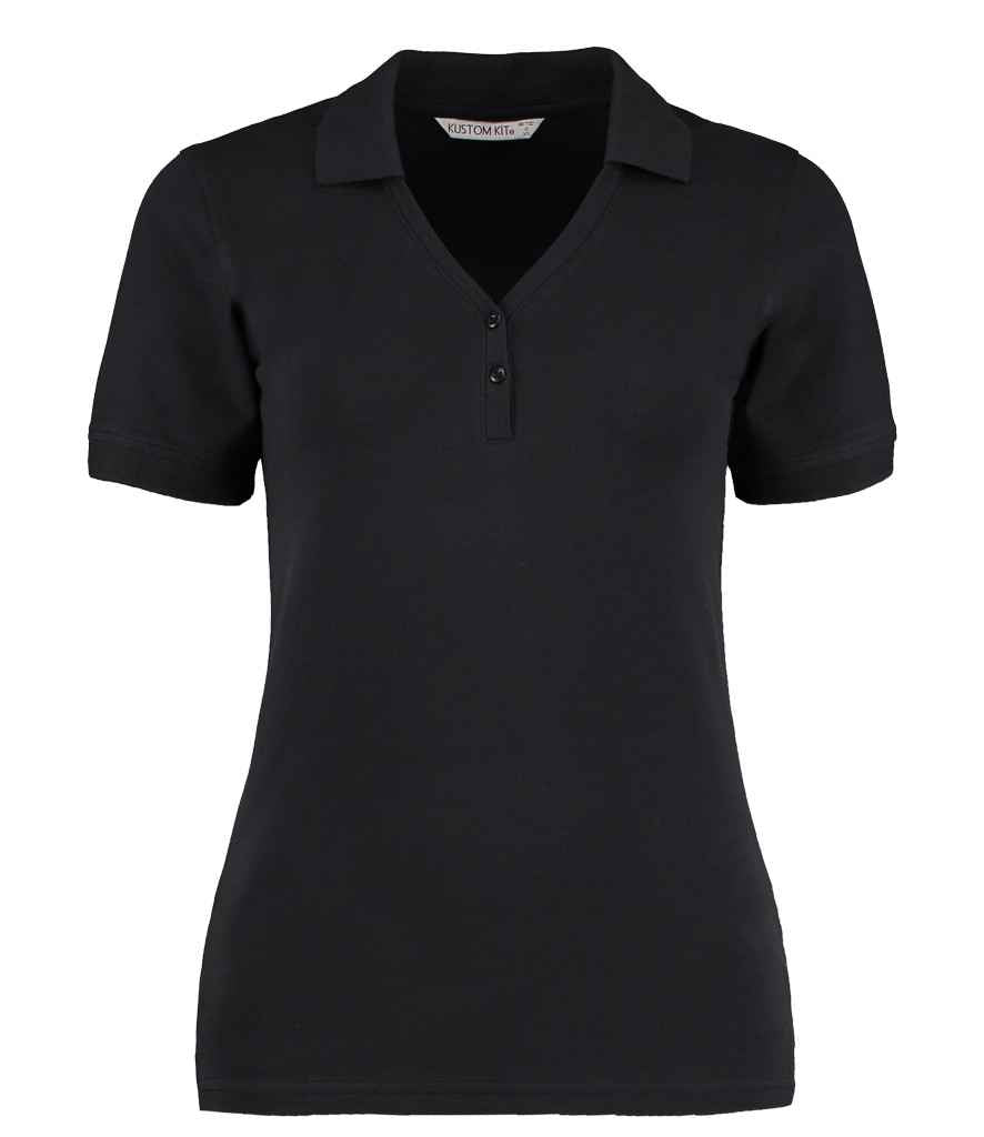 Kustom Kit Sophia Comfortec® V Neck Polo Shirt K732 - Black