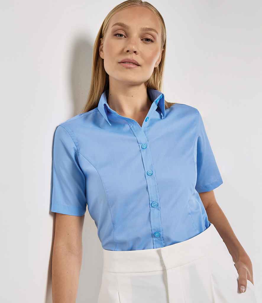 Kustom Kit Ladies Short Sleeve Tailored Business Shirt K742F - K742F Light Blue Model