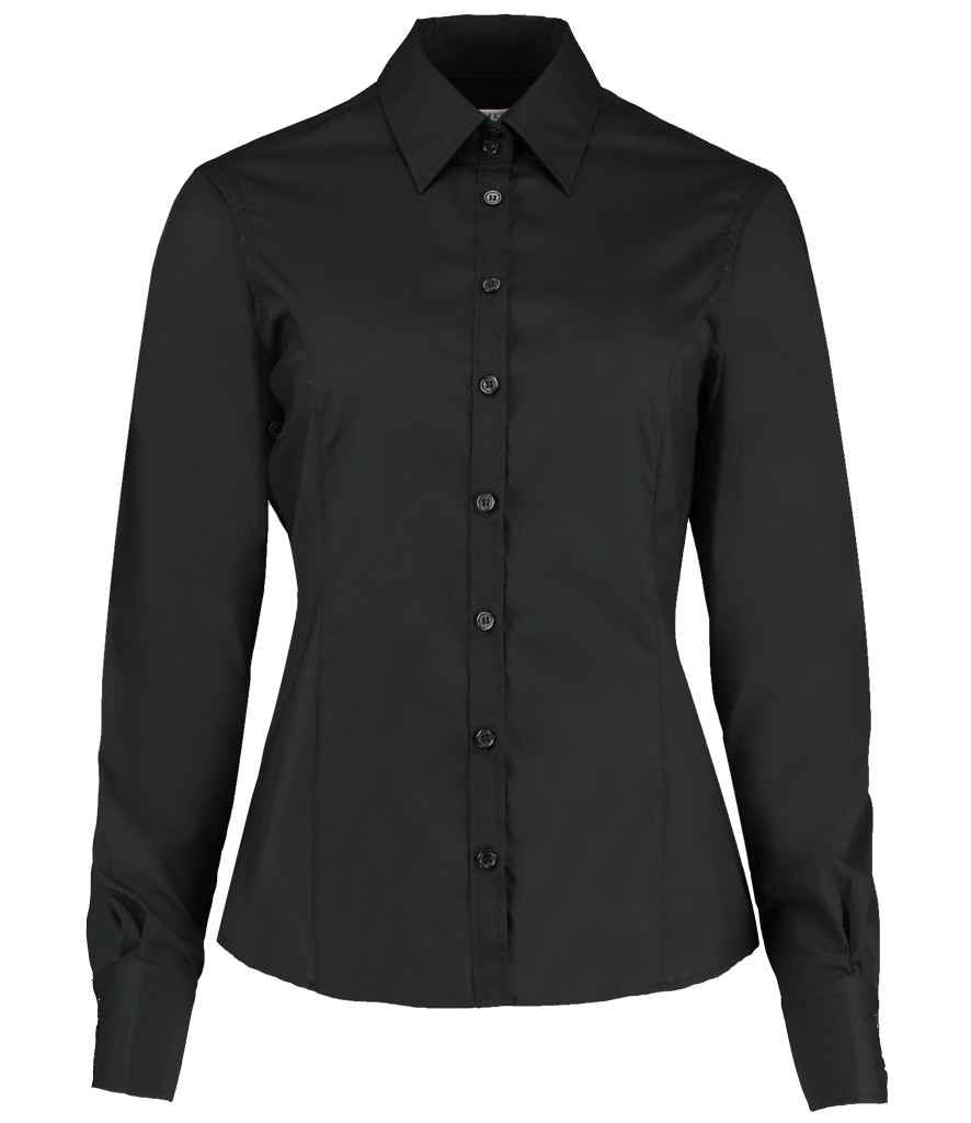 Kustom Kit Ladies Long Sleeve Tailored Business Shirt K743F - Black