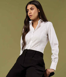 Kustom Kit Ladies Long Sleeve Tailored Business Shirt K743F - K743F White Model