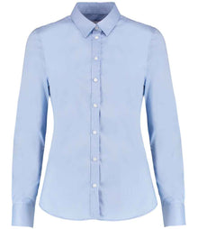 Kustom Kit Ladies Long Sleeve Tailored Stretch Oxford Shirt K782 - Light Blue