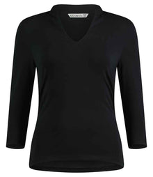 Kustom Kit Ladies 3/4 Sleeve Mandarin Collar Top K785 - Black
