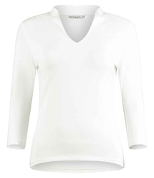 Kustom Kit Ladies 3/4 Sleeve Mandarin Collar Top K785 - White