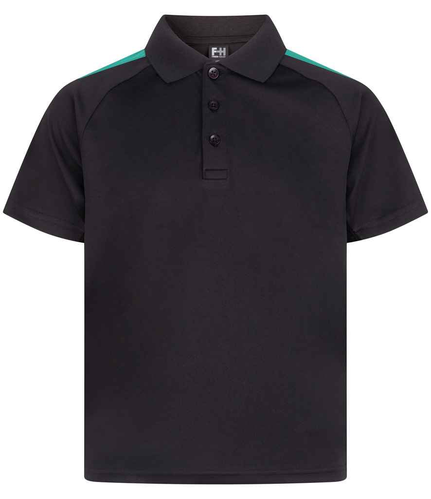 Finden + Hales Kids Team Polo Shirt LV293 - Black/Emerald