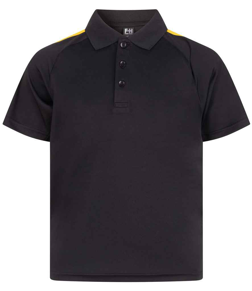 Finden + Hales Kids Team Polo Shirt LV293 - Black/Gold