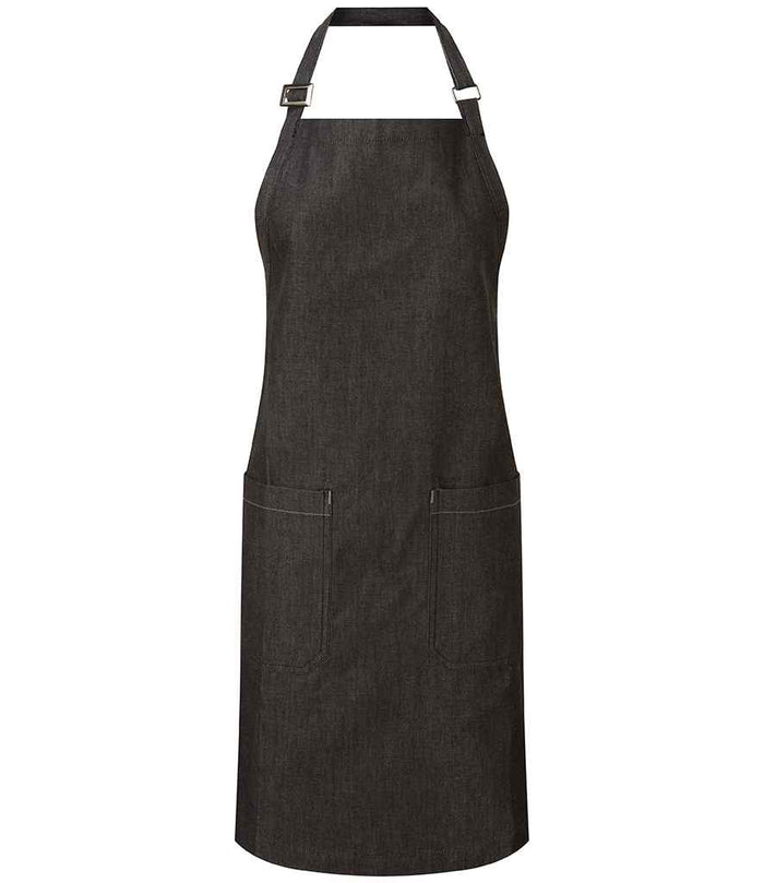 Premier Fairtrade Organic Cotton Denim Bib Apron PR113 - Black Denim