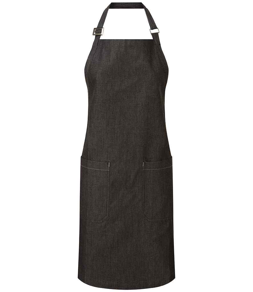 Premier Fairtrade Organic Cotton Denim Bib Apron PR113 - Black Denim