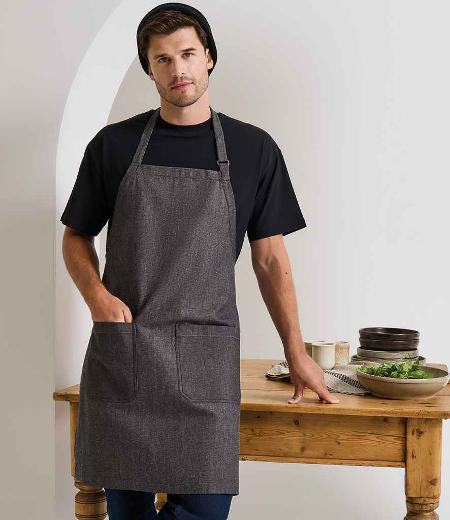 Premier Fairtrade Organic Cotton Denim Bib Apron PR113 - PR113 Black Denim Model